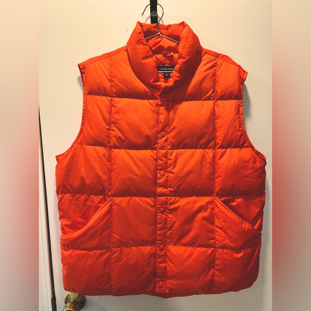 Down Orange Snap Front Vest from Lands End Sz Large (42-44) NEW Without Tags